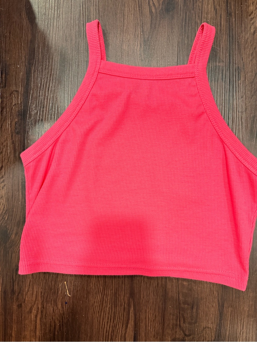 Women's Hot Pink Ribbed Cropped Tank Top